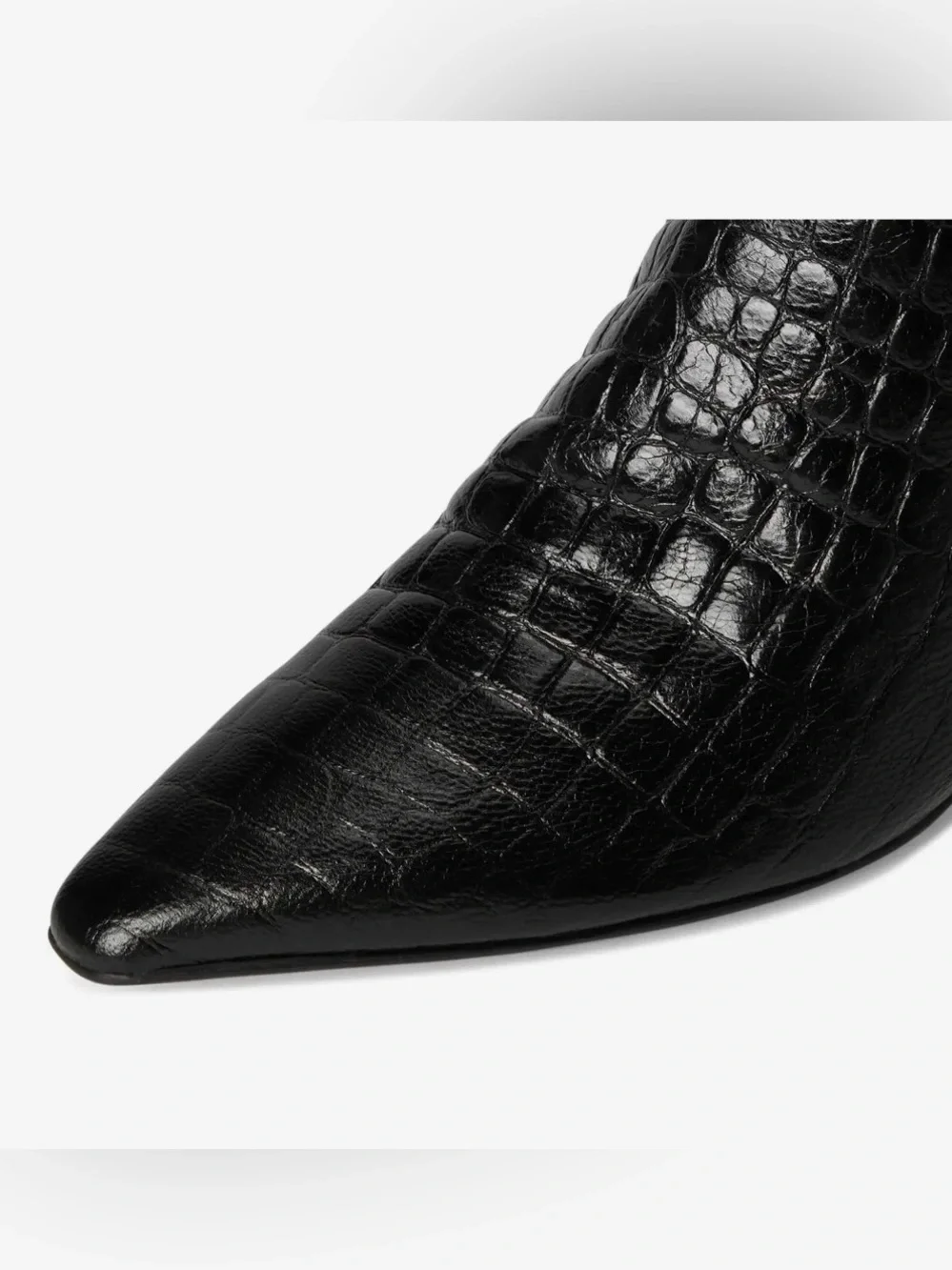 Naturalizer DEESHA WIDE CALF Pointed-Toe Croc-Embossed Knee Leather Boots Black